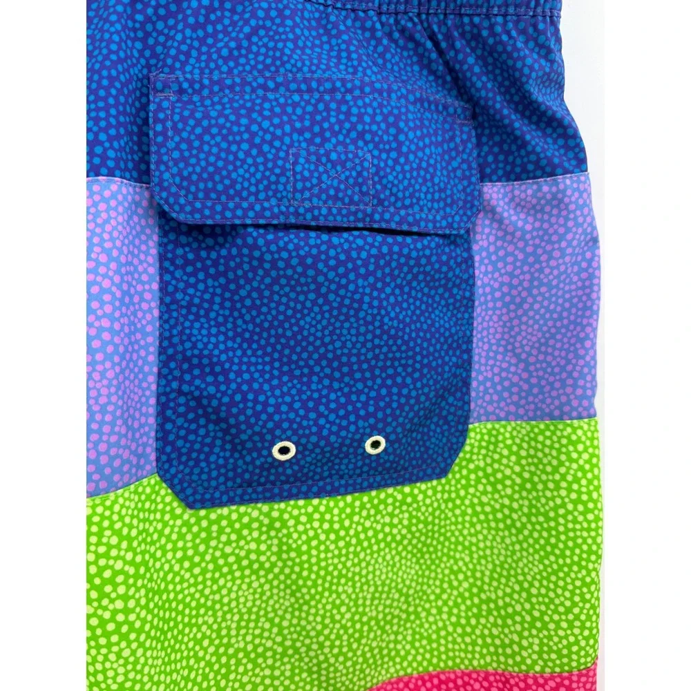 Vineyard Vines Mens XL Swim Trunks Colorblock Dot Board Shorts Blue Green Pink